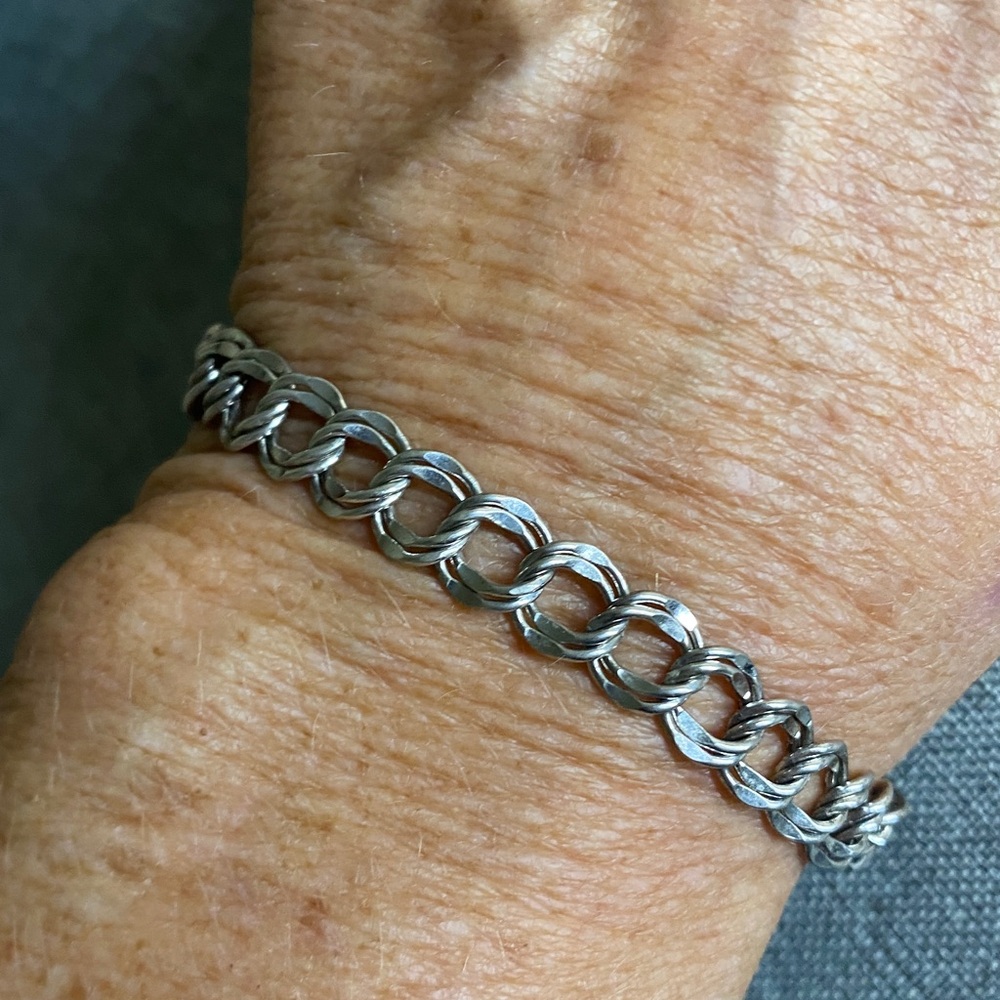 Vintage Wells Sterling Silver Charm-Ready Double Link Bracelet 7” – 8.3g